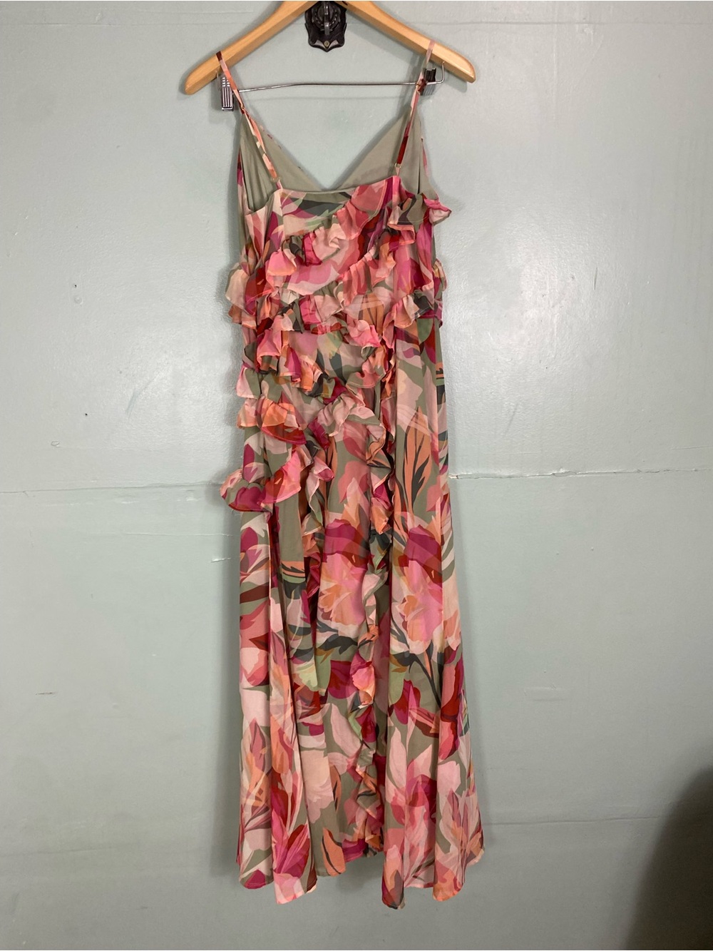 Hutch Ruffle Mesh Dress Maxi Slit Size 6 - Picture 4 of 6